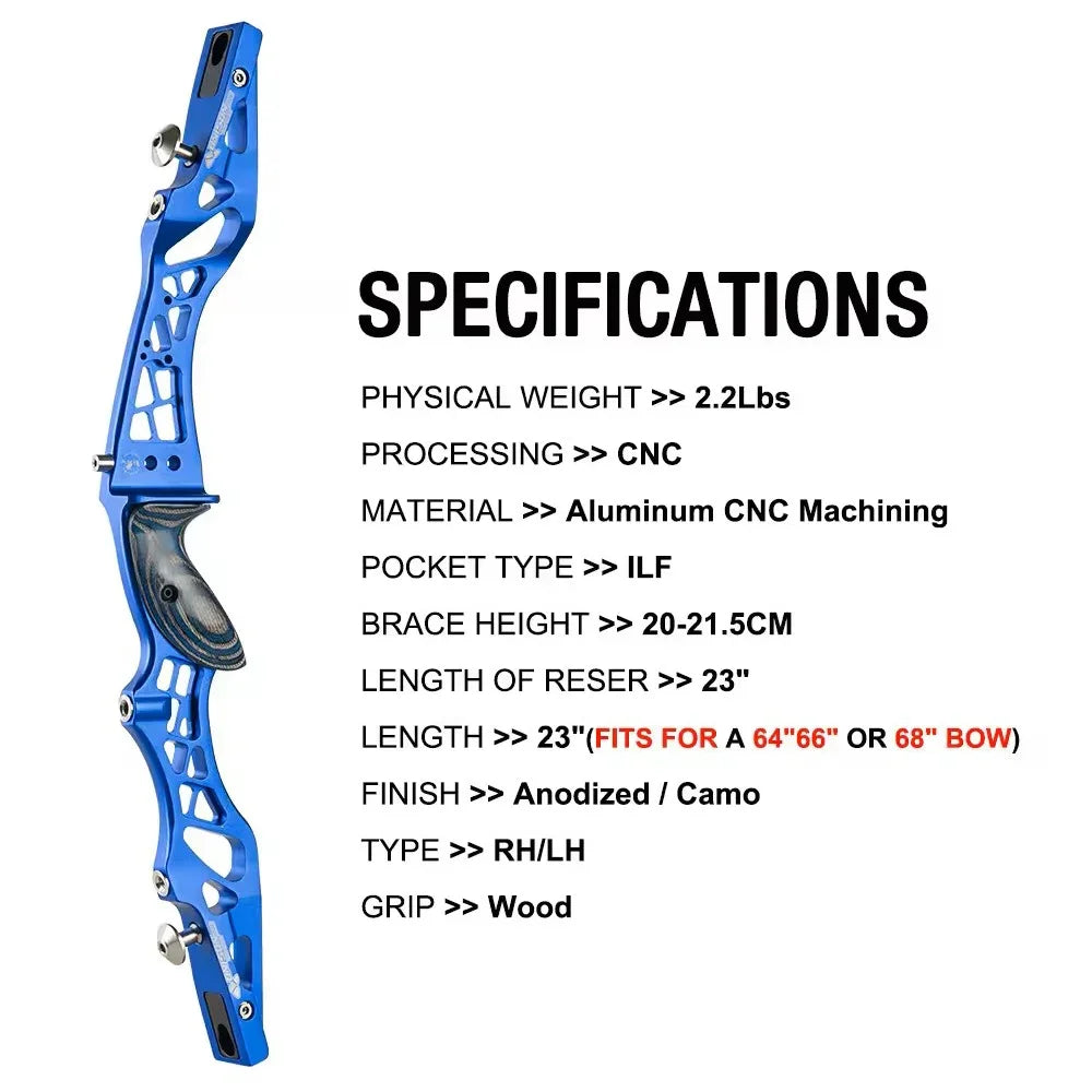 Topoint UNISON 21in/23/25in Recurve bow Riser ILF Aluminum Alloy Bow Handle RH/LH Archery Hunting Competition Professional bow - Sun Studio