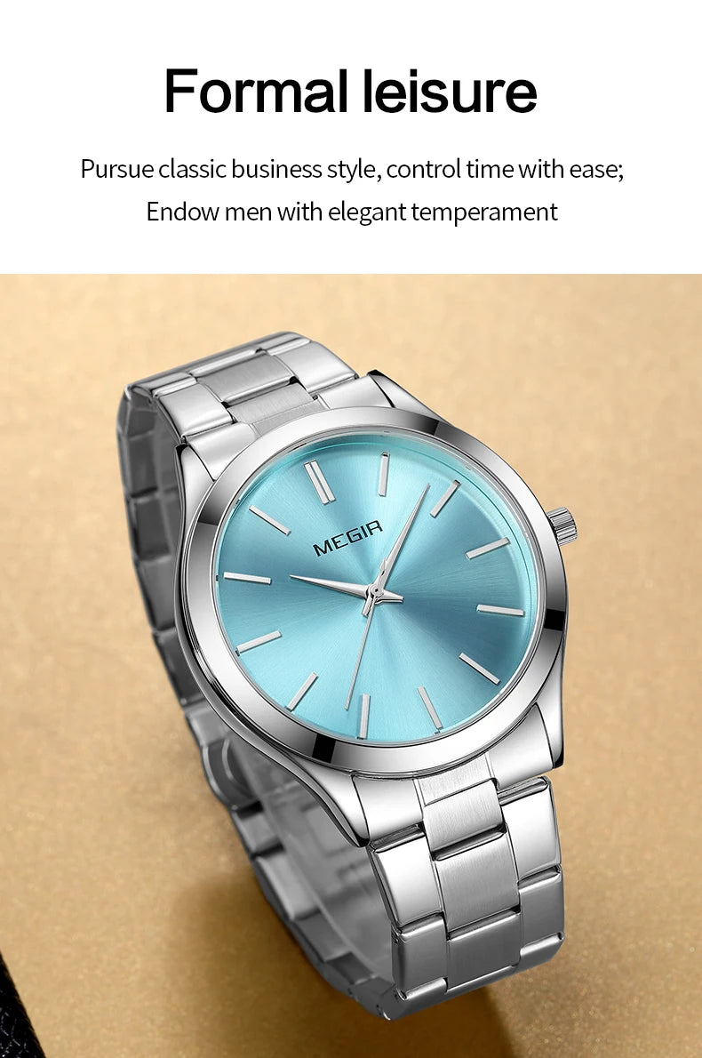 MEGIR Business Luxury Men's Watches Stainless Steel Luminous Waterproof Man Wristwatch Fashion Casual Men Quartz Watch Reloj - Sun Studio
