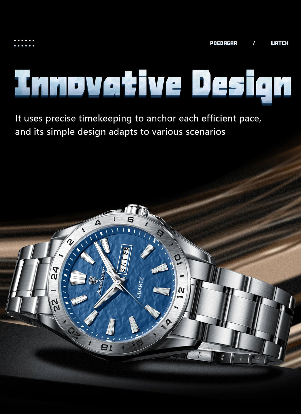 POEDAGAR Sport Luxury Man Wristwatch High Quality Waterproof Luminous Watch For Men Fashion Date Week Quartz Men's Watches Reloj - Sun Studio