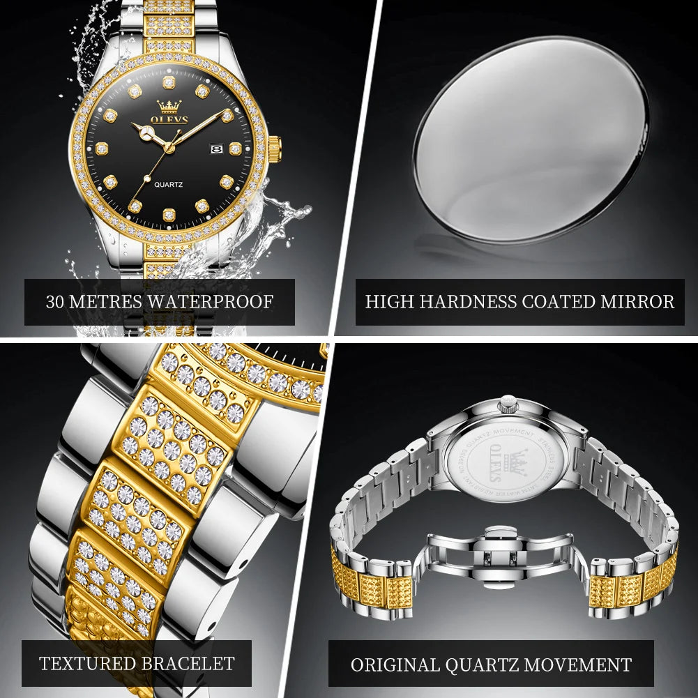 OLEVS New Fashion Mens Watches Top Brand Luxury Quartz Wrist Watch Man Sport Stainless Steel Watch for Men Reloj Hombre 2025 - Sun Studio