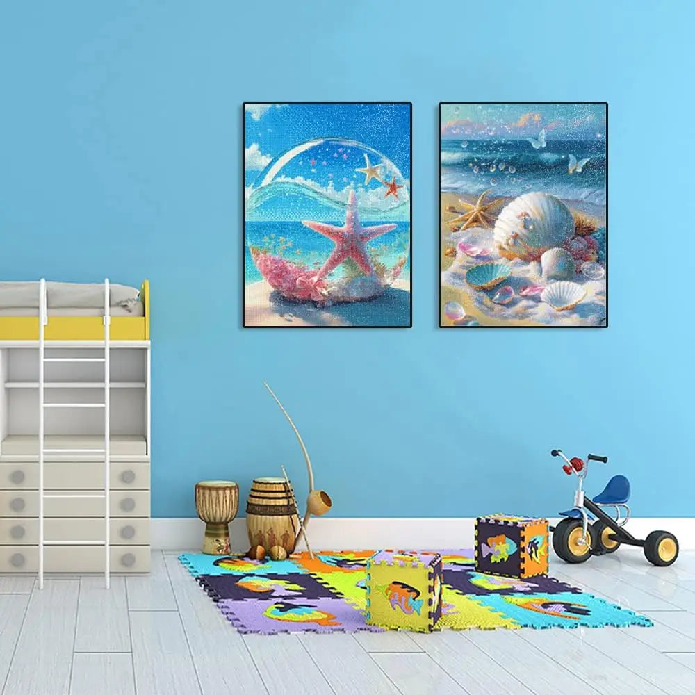 Starfish 5D Diamond Painting Fantasy Shell Seaside Scenery Full Diamond Embroidery Mosaic Cross Stitch Kits Bedroom Home Decor - Sun Studio
