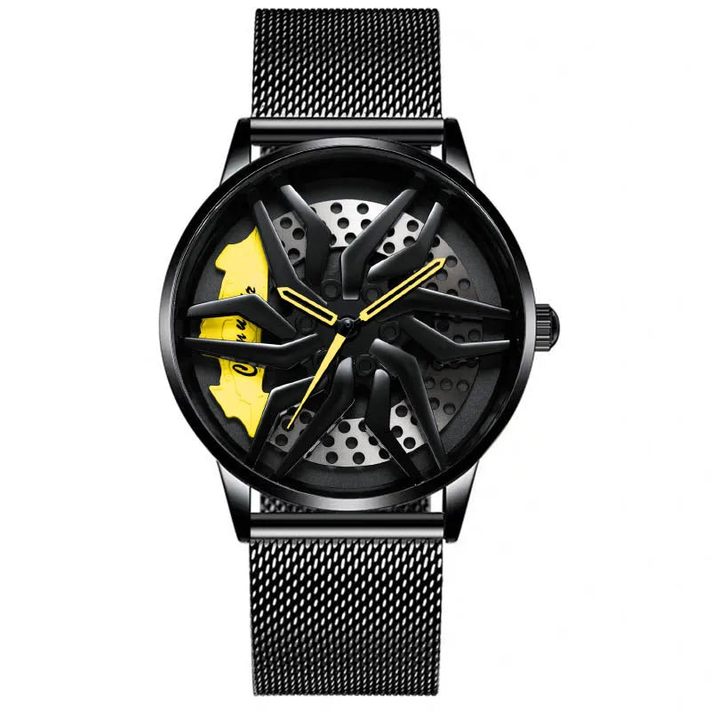 Watch Men's Trendy Waterproof Sports Car Wheels Mens Watch Watches for Men Numberless Quartz Cool Waterproof Watches - Sun Studio