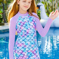 2025 News Girls Swimwear One-Piece Mermaid Swimsuit Summer Long Sleeve Swimming Beach Wear Kids Children Bathing Suit 3-12 Year - Sun Studio