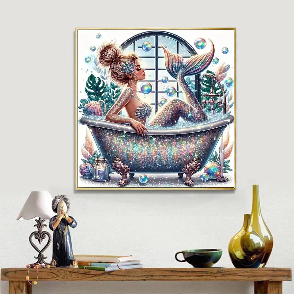 Evershine Full Square Diamond Painting Woman  Cross Stitch Embroidery Mermaid Diamond Mosaic Portrait Picture Home Decor - Sun Studio