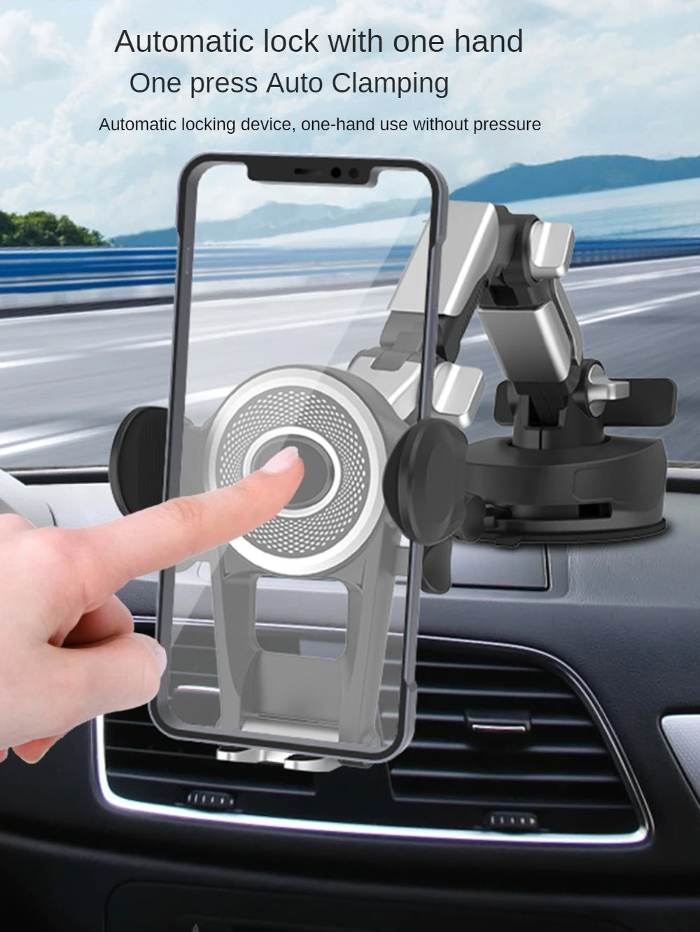 Heavy Duty Phone Mount for Car Windshield Dashboard Long Arm Suction Cup Phone Stand Holder 4.7-6.8inch Smartphone GPS Mount - Sun Studio