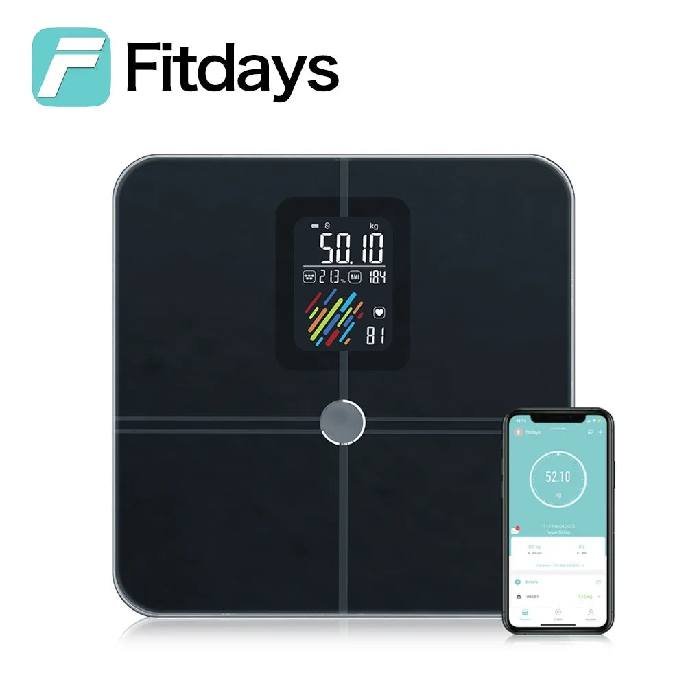 Fitdays Smart 8 Electrodes Body Fat Weight Scale, Human Bioimpedance Scale, Body Composition Scale - Sun Studio