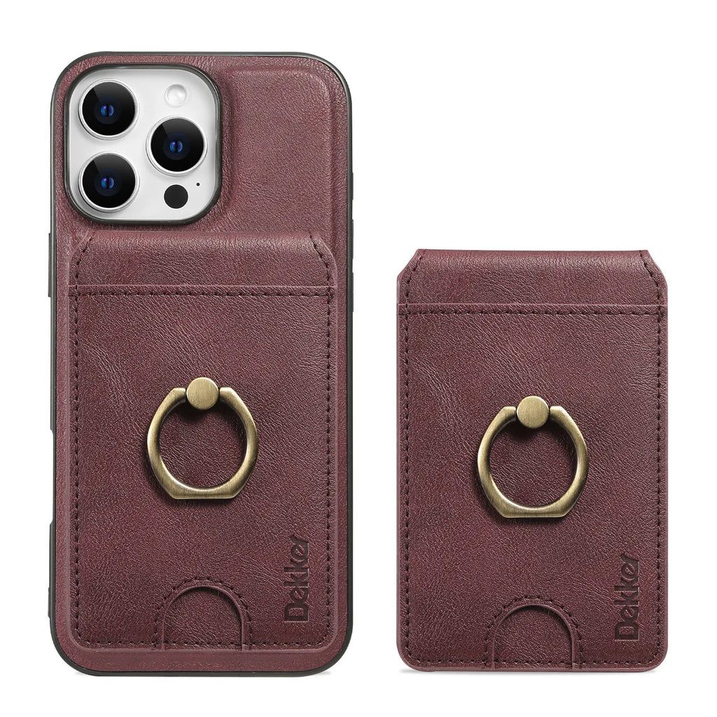 2 in 1 Detachable Vertical Cards Solt Ring Holder Wallet Leather Case For iPhone 16 Pro Max 15 Plus 14 13 12 Magnetic Bag Cover - Sun Studio