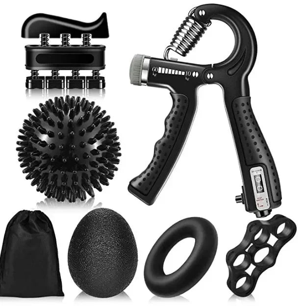 Gym Fitness Adjustable Count Hand Grip Set Finger Forearm Strength Muscle Recovery  Gripper Exerciser Trainer Ball Decompression - Sun Studio
