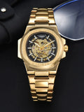 LONGLUX Men automatic mechanical watch luxury watches waterproof skeleton business cheap wholesale stainless steel gift watch - Sun Studio