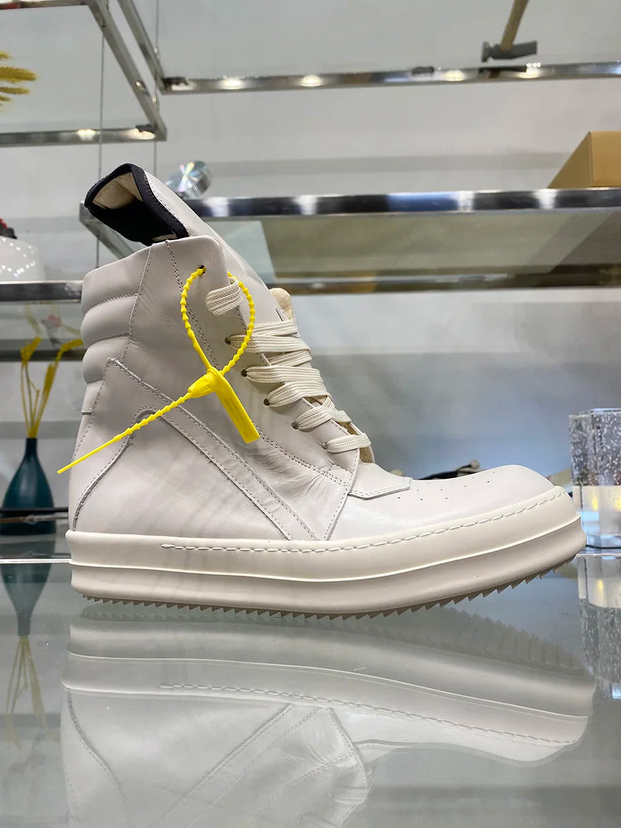 Ro Schuhe Herren Leder 2025 Neu Erdfarben Grau Rindsvelours Schnürung Reißverschluss Dicke Sohle Luxus Geo Frauen Street Hip-Hop Freizeit Flache Stiefel