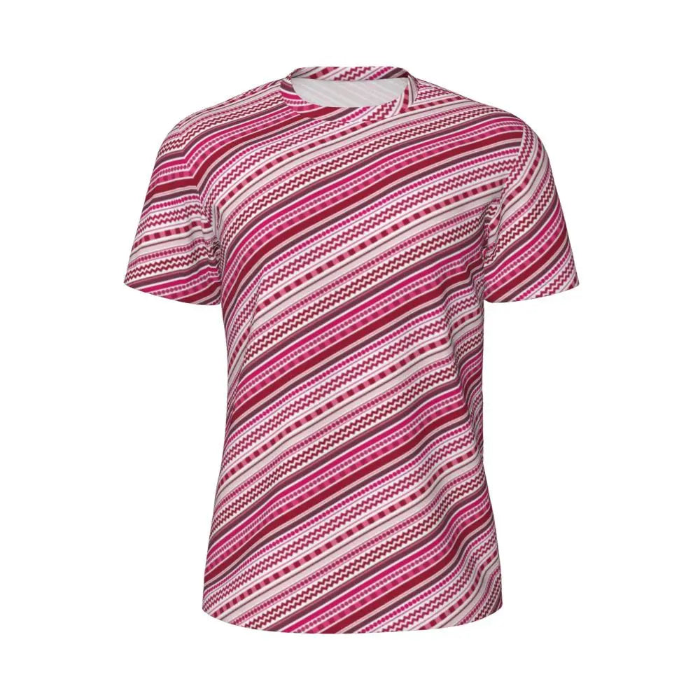 Gym T Shirt For Mens Retro Dots And Stripes T Shirts Fashion Blue Line Design Summer Tees O Neck Basic Graphic Clothes Plus Size - Sun Studio