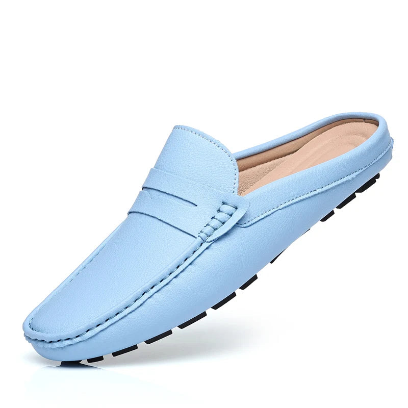 YRZL Slipper Sommer Slip-On Halbschuhe für Männer PU Leder Hausschuhe Lässige Atmungsaktive Bequeme Slipper Mokassins Lässige Schuhe Männer