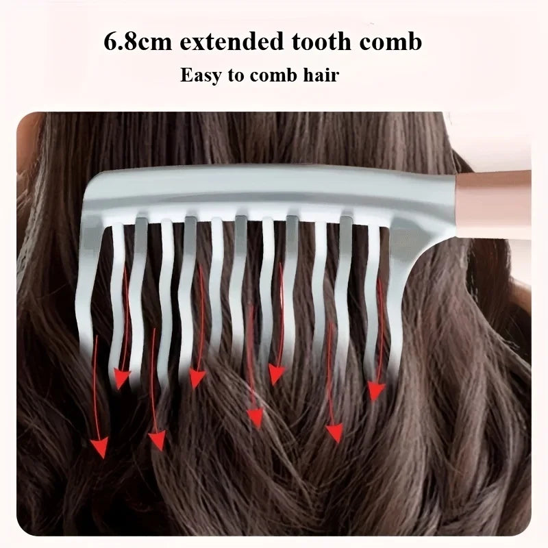 1pc Dual Wide-Tooth Hair Combs, Ideal for Long Curls & Voluminous Styles, Curly Hair Management &Home Massage, Elegant Hair Care - Sun Studio