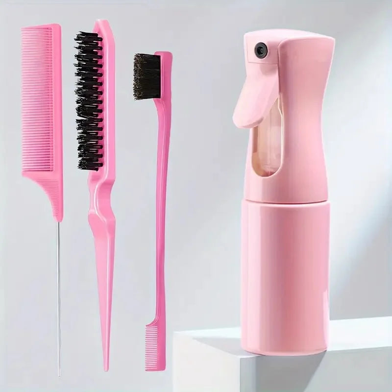 Hair Brush Comb Set with Spray Bottle & Scalp Massager, Wet Dry Curly Hair Detangling Kit, Wide Tooth Combs for Women Men - Sun Studio