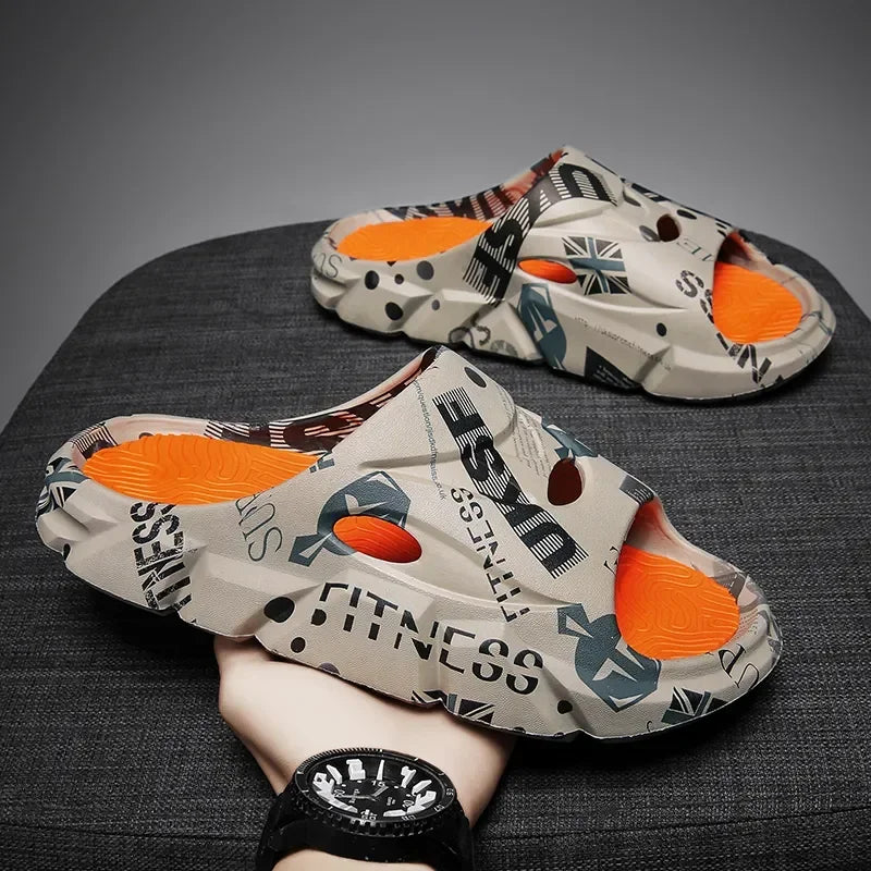 Original New Style Slippers Men's Sandals Summer Fashion Thick Bottom Anti-slip Slip-on Flip Flops Camouflage Beach Slides Shoes - Sun Studio