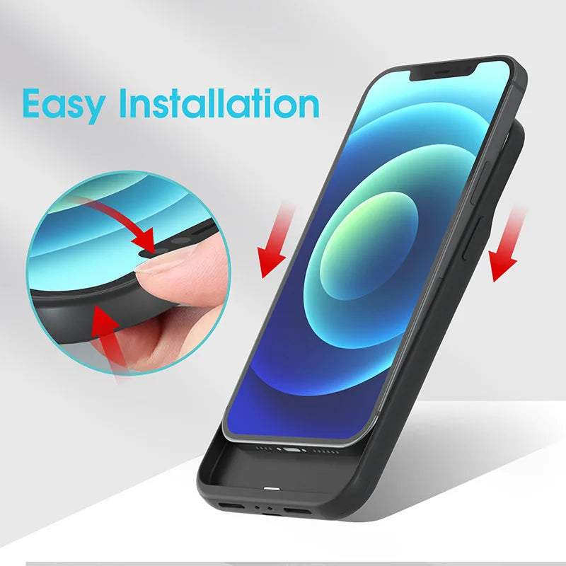 6800mAh Outdoor Backup Battery Portable Soft Silicone Charging Case for IPhone16 ProMax 15 14 13 12 11 XSmax 8 7 6 Full Series - Sun Studio