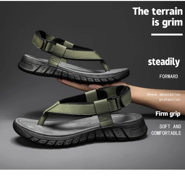 Summer men's casual breathable outdoor beach shoes flip flops waterproof anti slip comfort mesh sandals youth fashion slippers - Sun Studio