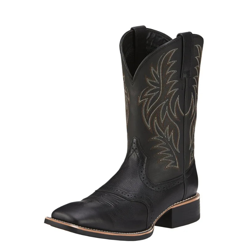 Men High Boots Embroidery Retro Handmade Mens Boots Western Cowboy Boot Pointed Toe Boots Hand Stitching Outdoor Men's Shoes - Sun Studio