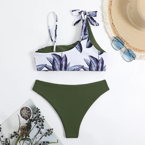 2026 Asymmetric Print String Bikini Set Sexy Swimsuit Women Swimwear Female Bathers Bathing Swimming Swim Suit Beachwear Summer - Sun Studio