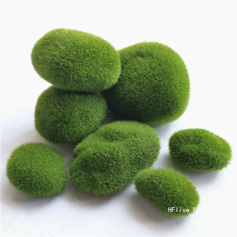 4 Size Fake Stone Artificial Moss Rocks Home Decor Simulation Plant DIY Decoration For Garden and Crafting Green Wholesale - Sun Studio