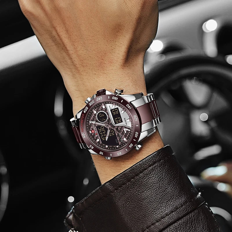 NAVIFORCE Men Digital Watch LED Sport Military Mens Quartz Wristwatch Male Luminous Waterproof Clock Watches Relogio Masculino - Sun Studio