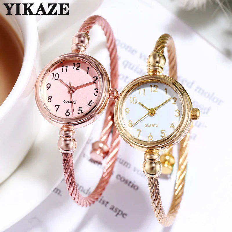 YIKAZE Women Bracelet Watch Retro Gold Bangle Women Watches Stainless Steel Retro Ladies Quartz Wristwatch Clock Dress Watch - Sun Studio