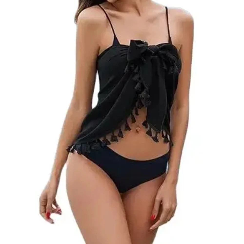 Women's Sarong Coverups Sexy Short Bathing Suit Chiffon Wrap Skirt Beach Swimsuit Cover Ups with Tassels Swimwear - Sun Studio