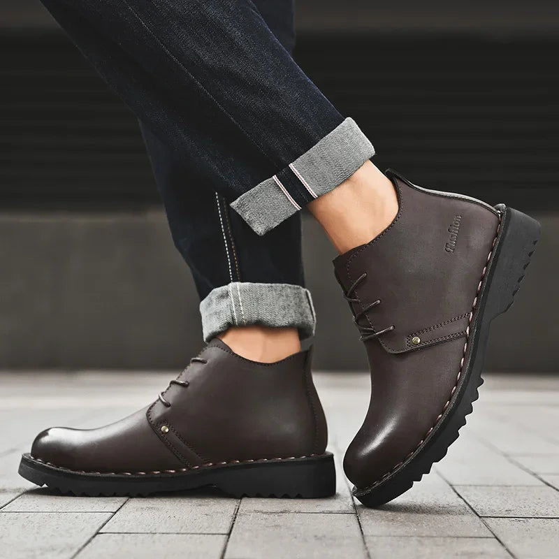 VIPOL Tooling Boots for Men Retro Leather Shoes Comfortable Platform Leisure Flats Classics Outdoor Leisure Men's Boot - Sun Studio