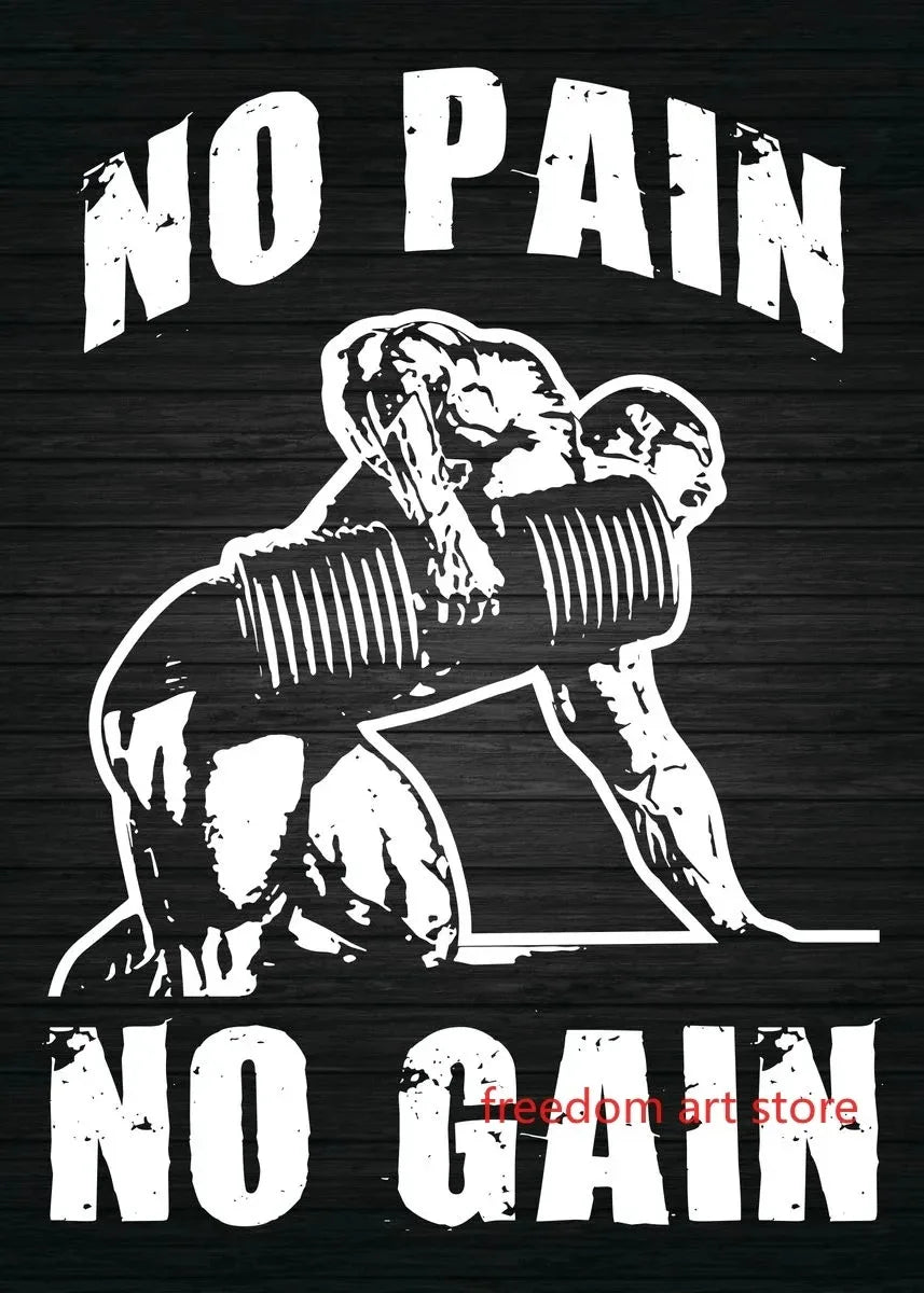 Gym Motivation Muscle Man Bodybuilding Fitness Strength Barbell Art Poster Canvas Painting Wall Print Picture for Home Gym Decor - Sun Studio