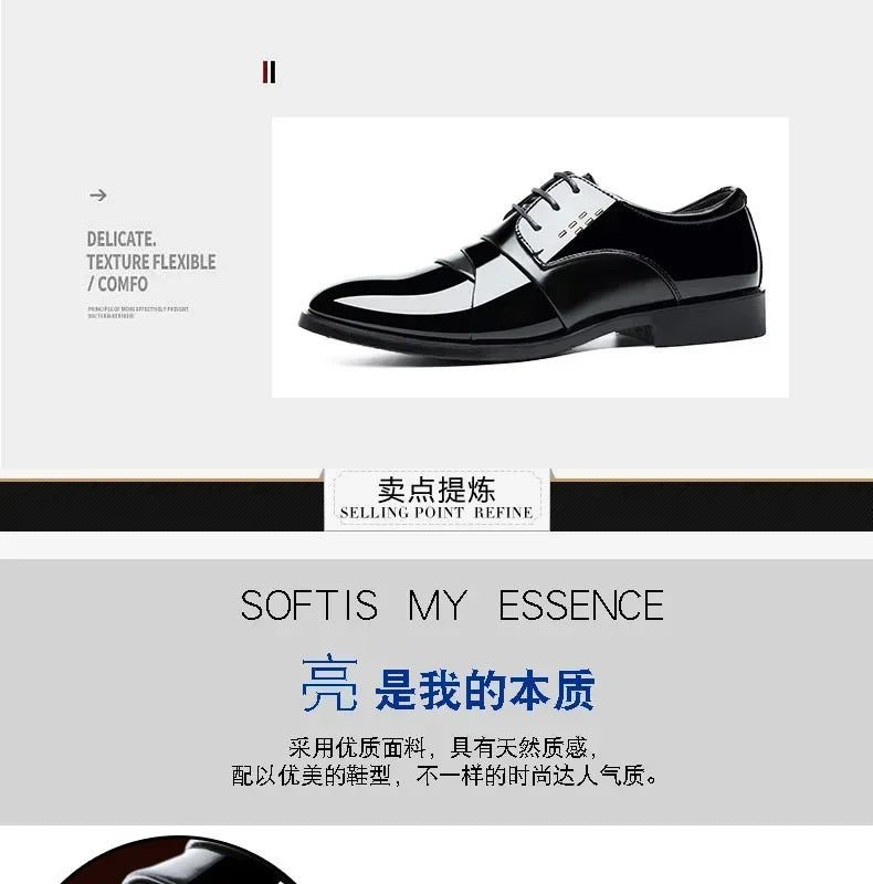 Business Men Dress Shoes Luxury Mens Dress Shoes Patent Leather Oxford for Men Oxfords Footwear High Quality Leather 2025 - Sun Studio
