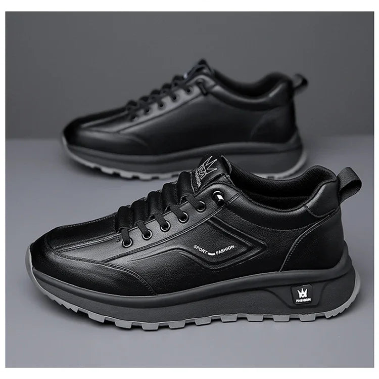 Designer New Men Genuine Leather Casual Sport Shoes Street Fashion Comfortable Cow Leather Lace-up Sneakers - Sun Studio