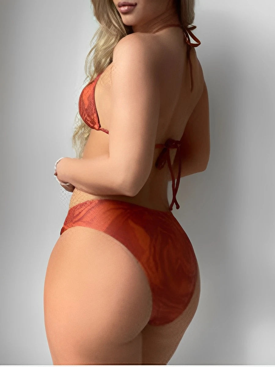 2026 Halter String 4 Piece Vent Long Skirt Bikini Swimsuit Women Swimwear Female Bather Bathing Swimming Swim Suit Beachwear - Sun Studio