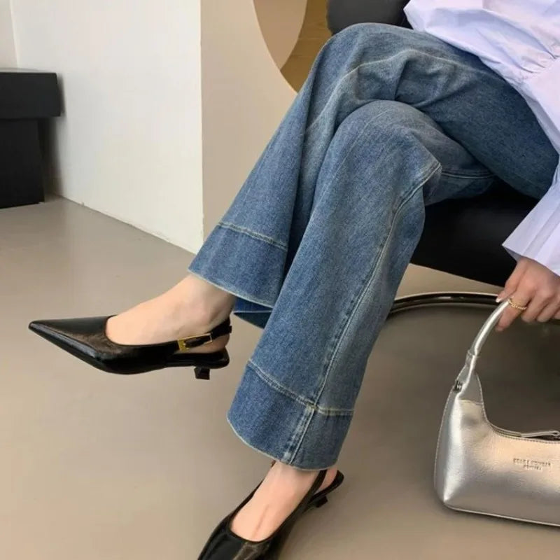 Summer Pointed Toe Women Sandals Fashion Singbacks Mules ShoesLadies Elegant Low Heel Stripper Party Sandalias Tacones Bajos - Sun Studio