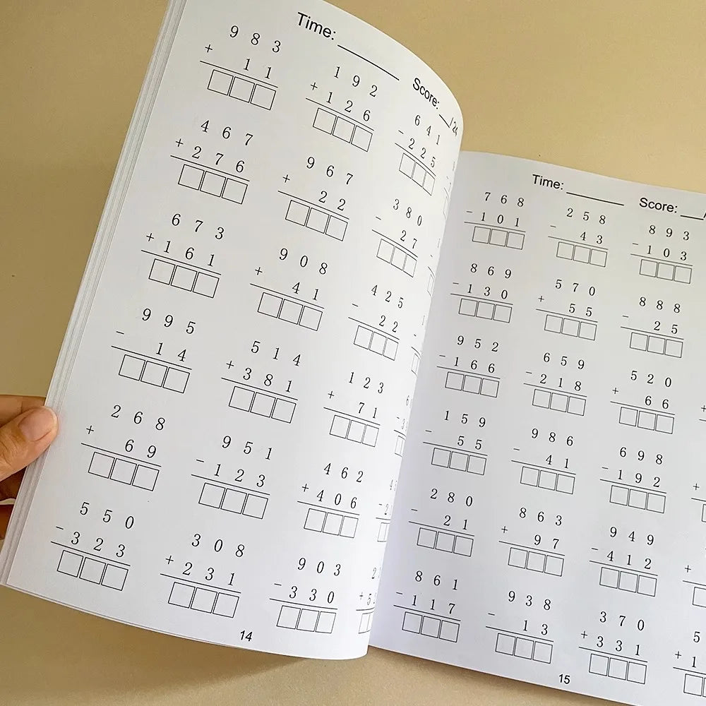 Addition And Subtraction Within 1000 Maths Workbook Primary School Training Book Arithmetic Competition Teaching Aids Montessori - Sun Studio