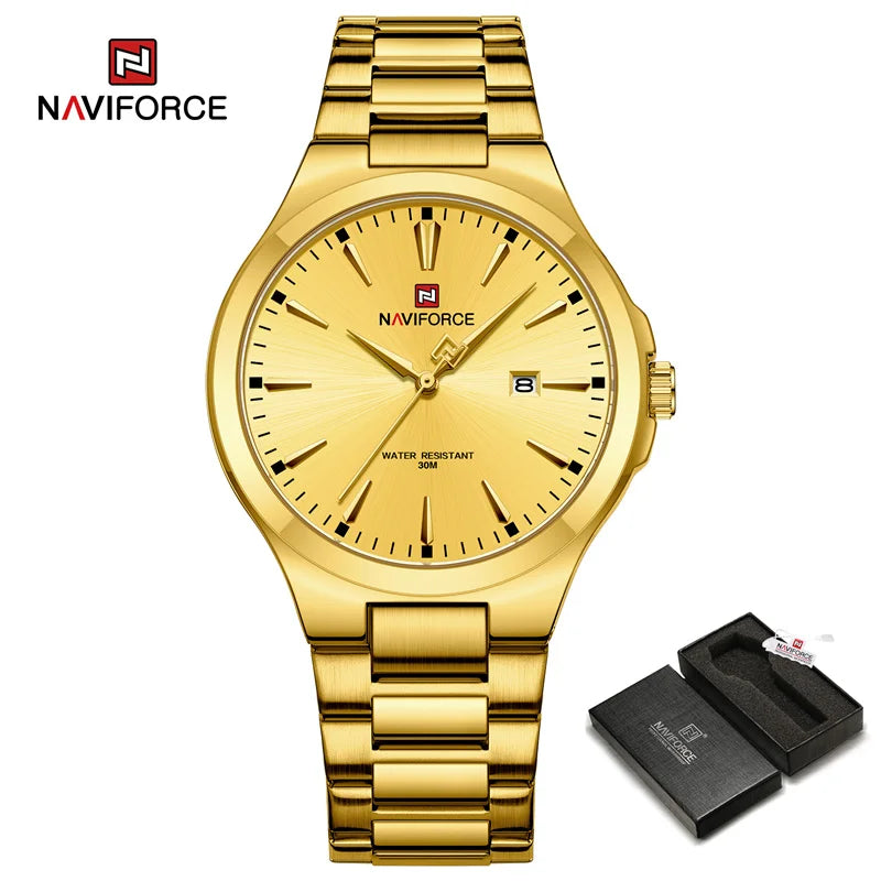 NAVIFORCE Original Fashion Watches for Men Stainless Steel Simple Elegant Clock Male Waterproof Wrist watch Relogio Masculino - Sun Studio
