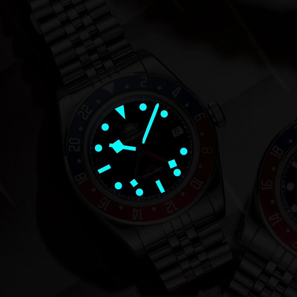 ADDIESDIVE Luxury GMT515-24H Men's Watch Diver 200m Bubble Mirror Glass BGW9 Super Luminous Stainless Steel Men's Analog Watches - Sun Studio