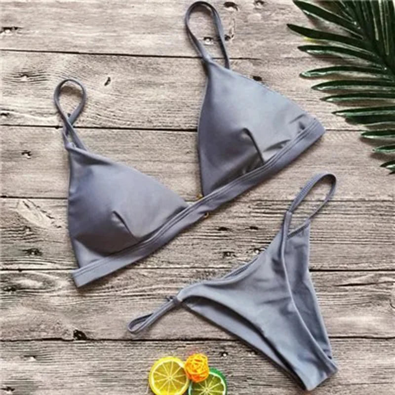 Fashion Solid Bikini Set Swimwear Women Split Triangle Micro Bikini  Brazilian Swimsuit 2026 New Beach Two Pieces Bathing Suit - Sun Studio