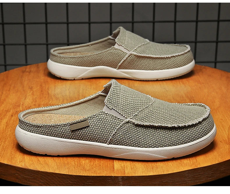 Lässige Slip-On Herren Schuhe Outdoor Wandern Bequeme Canvas Hausschuhe Koreanischer Trend Baotou Halbschuhe Zapatillas Hombre