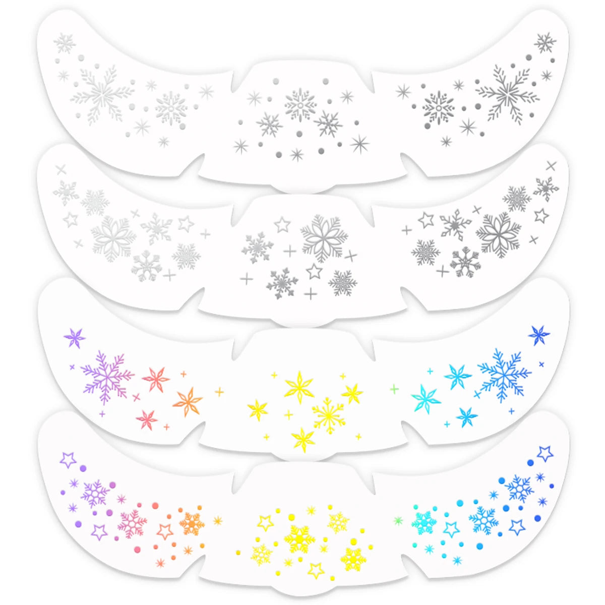 4pcs Christmas Face Tattoo Stickers Silver Laser Snowflake Stars Fake Freckles Temporary Tattoo Stickers for Party Festival - Sun Studio