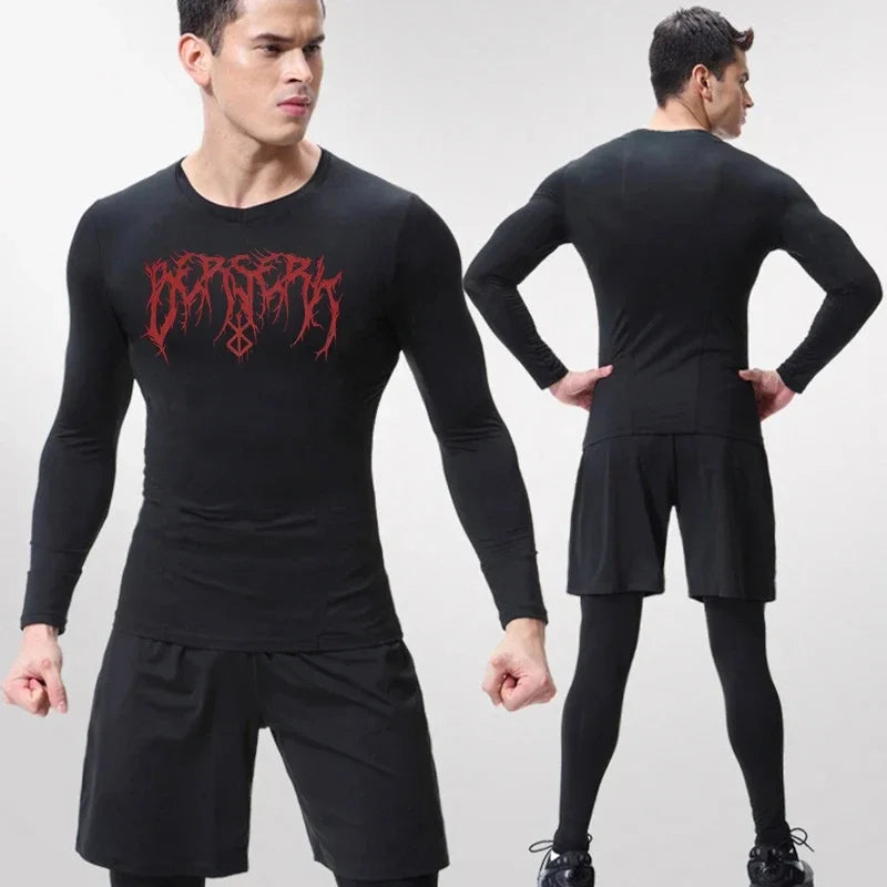 Gym Workout Rash Guard for Men Athletic Quick Dry Compression Shirts Berserk Print Tshirts Tees Tops Undershirts Baselayers - Sun Studio
