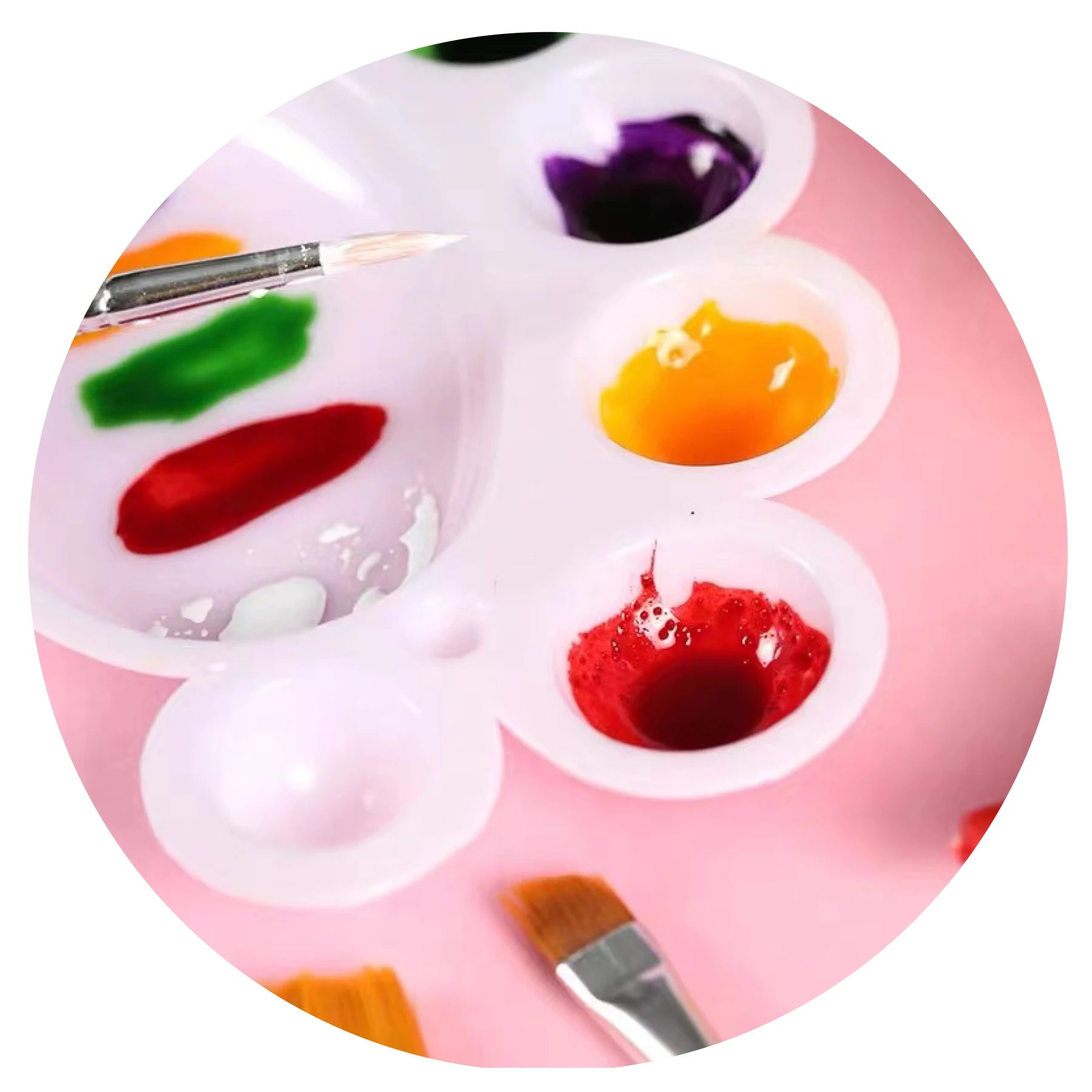 MOTARRO 1/3/12Pcs Round Plastic Palette Art Alternatives Paint Tray Artist Watercolor Plastic Palette Supply White Pigment Tray - Sun Studio