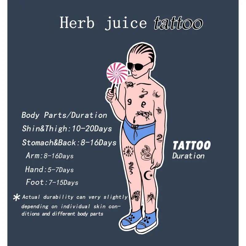A Pair of Antler Herbal Juice Tattoo Stickers Abdomen Waterproof Semi-permanent Fake Tattoos Men Women Personality Faux Tatouage - Sun Studio