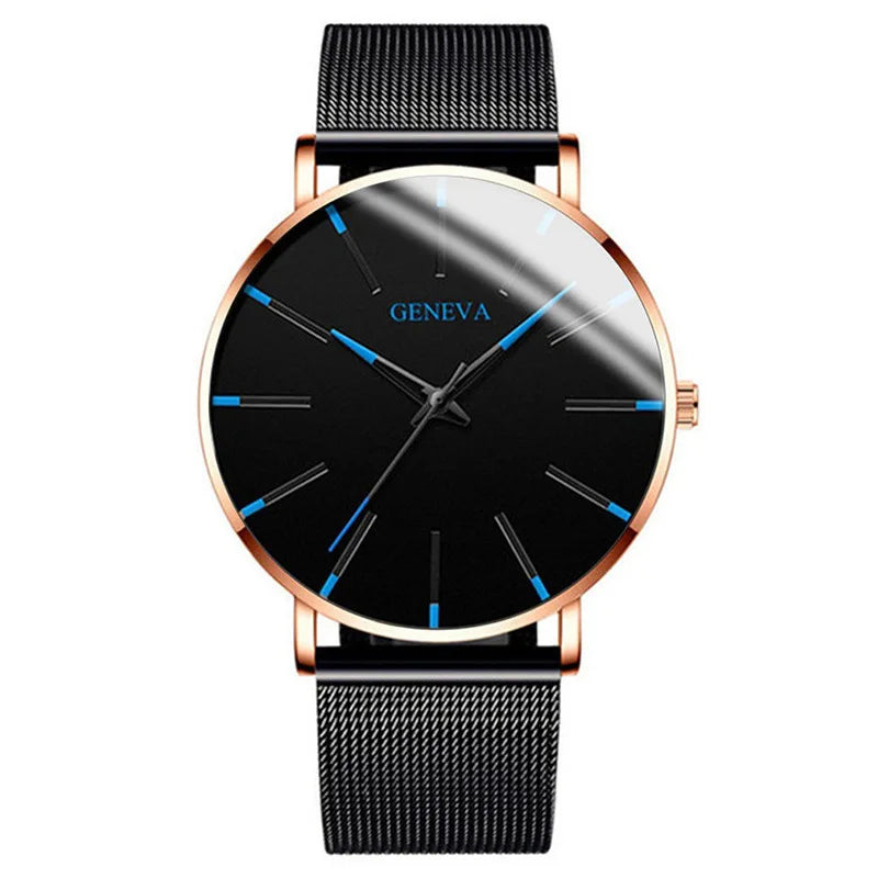 New Fashion Simple Ultra-thin Men Business Watches Steel Mesh Band Male's Quartz Watch Relogio Masculino - Sun Studio
