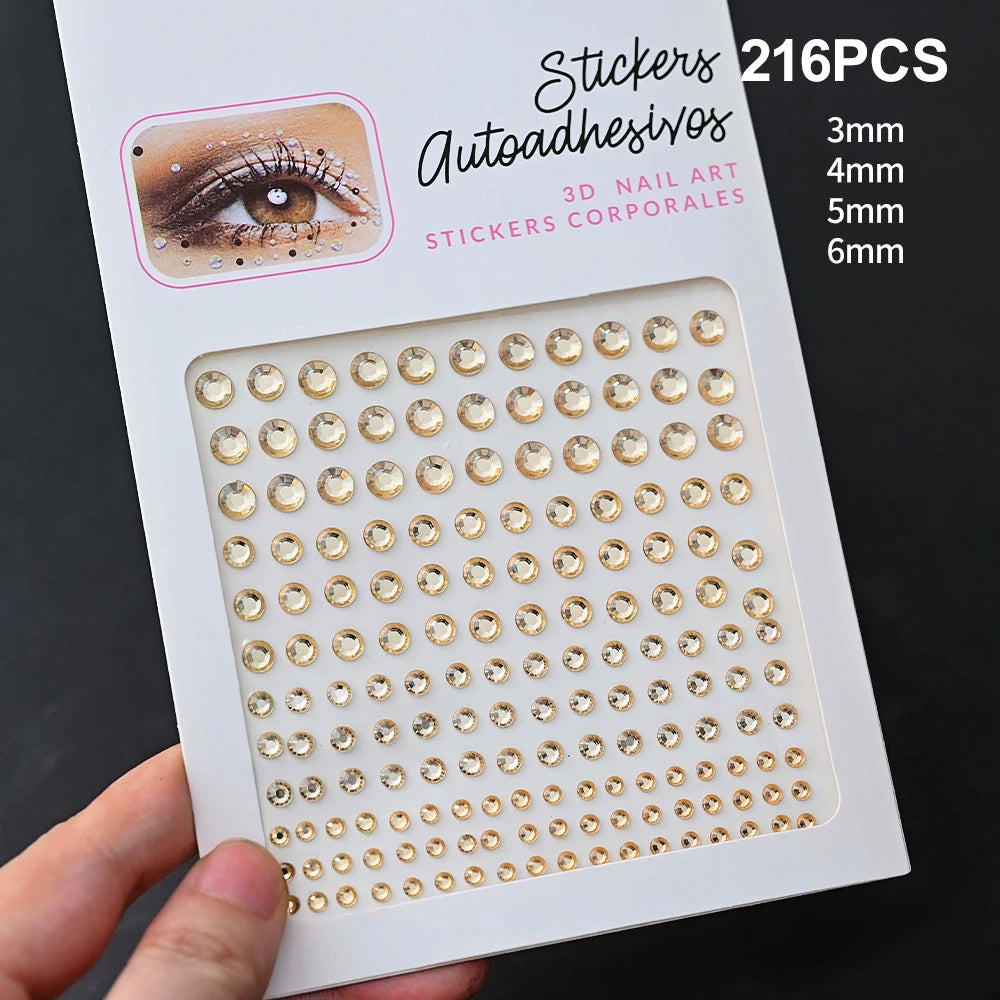 1 Stück Gesicht Diamant-Gem-Sticker, 5D, bunte Strass-Tattoo-Aufkleber, für Festival, Nagel, Körper-Make-up, Bling-Schmuck, DIY Gesichtssticker