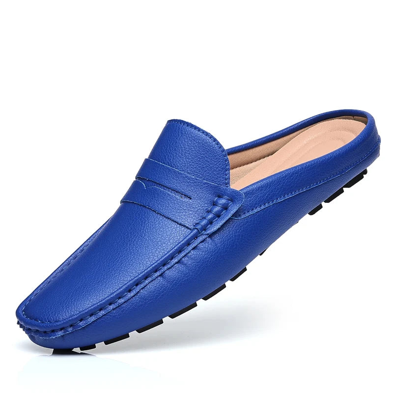 YRZL Slipper Sommer Slip-On Halbschuhe für Männer PU Leder Hausschuhe Lässige Atmungsaktive Bequeme Slipper Mokassins Lässige Schuhe Männer