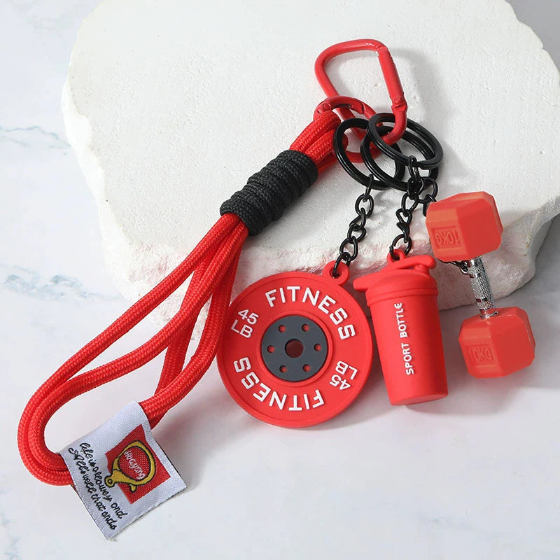 Fitness Keychain Gym Lovers Fitness Enthusiast Gift Barbell Dumbbell Keychain Fitness Bag backpack Charms - Sun Studio