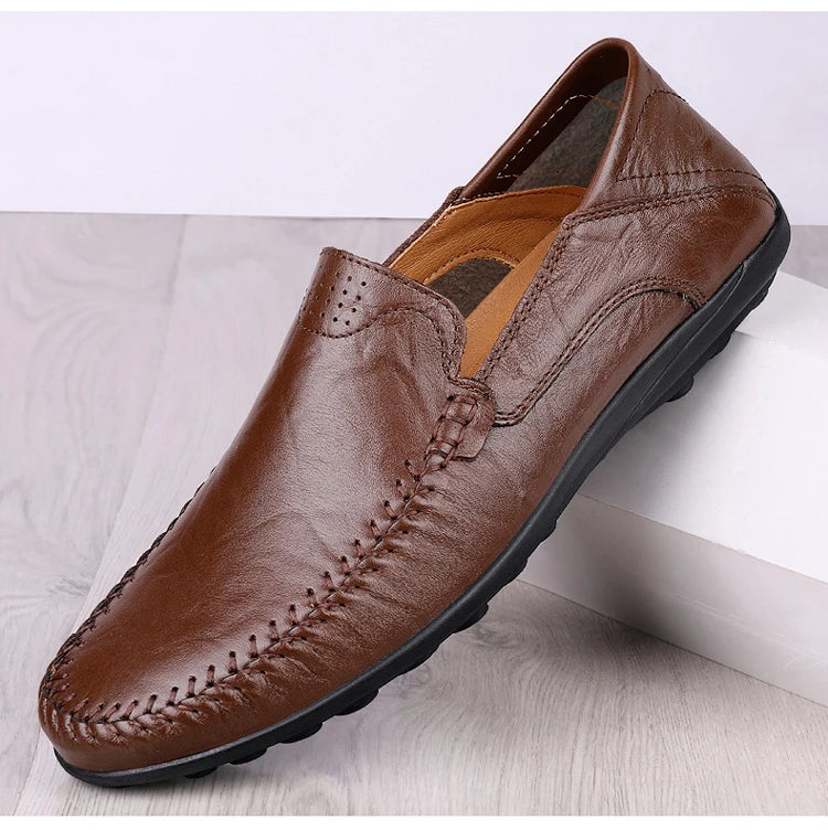 CLOHOO Men's Business Casual Shoes Leather Stitching Comfortable Breathable Rubber Bottom Second Layer Cowhide - Sun Studio