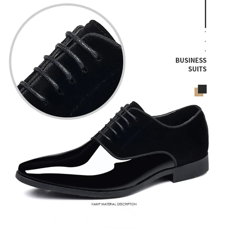 New Oxford Men's Pointed Toe Dress  Luxury Lacquer Wedding Shoes Classic Derby Shoes 2023 Leather Shoes Size 38-50 - Sun Studio