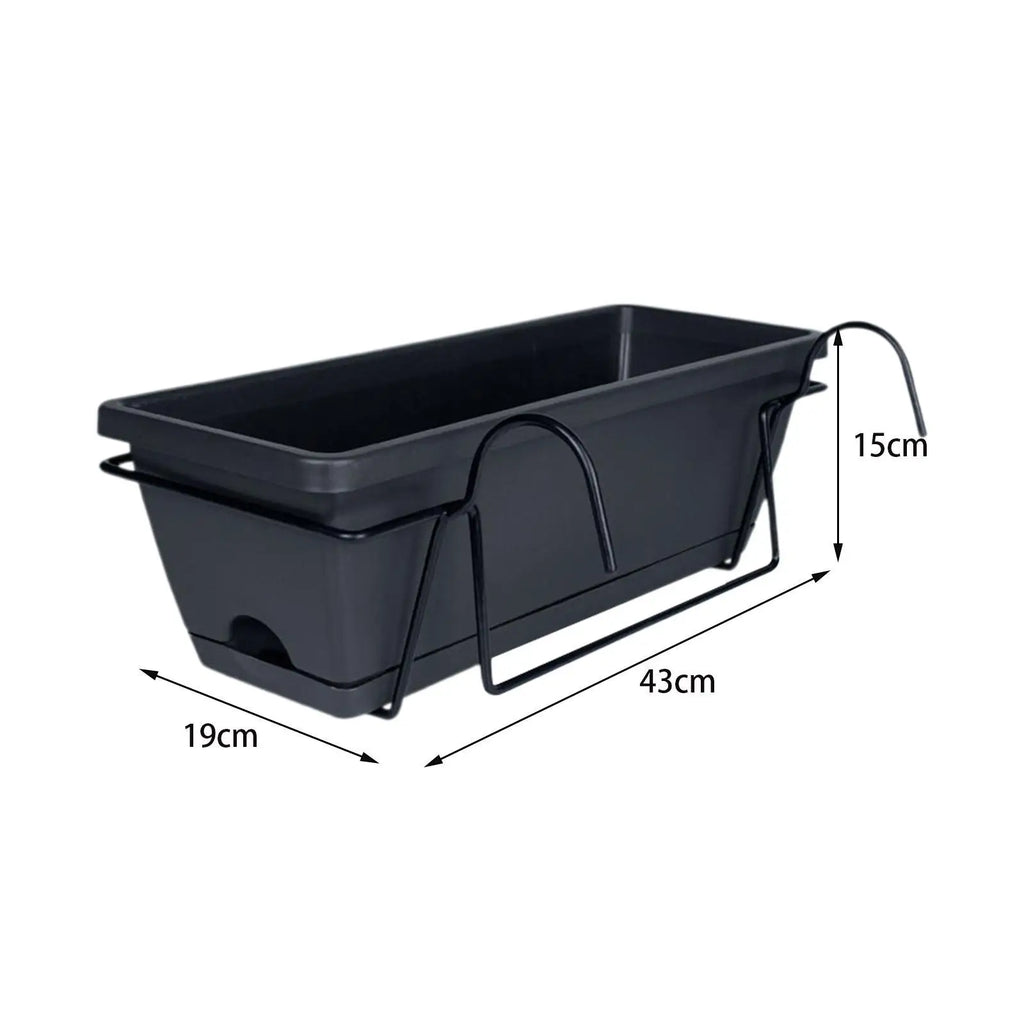 Hanging Flower Pot for Fence And Balcony, Flower Box, Flower Pot with Drainage Hole, Removable Tray, 43 X 19 X 15 Cm - Sun Studio