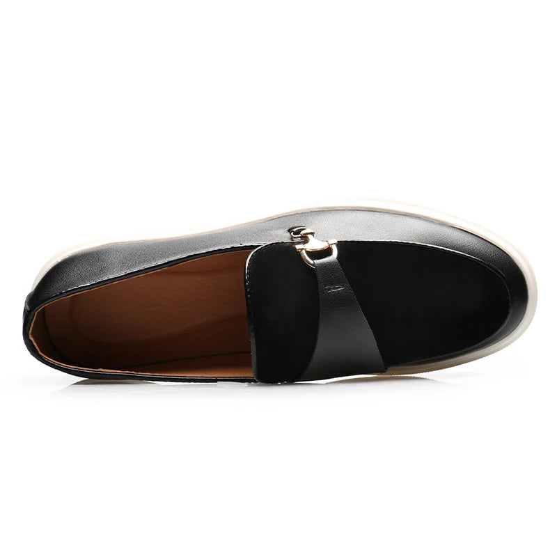 Fashion Men's Casual Slip-on Leather Shoes Men Classic British Style Penny Loafers Mens Outdoor Board Shoe Driving Flats - Sun Studio